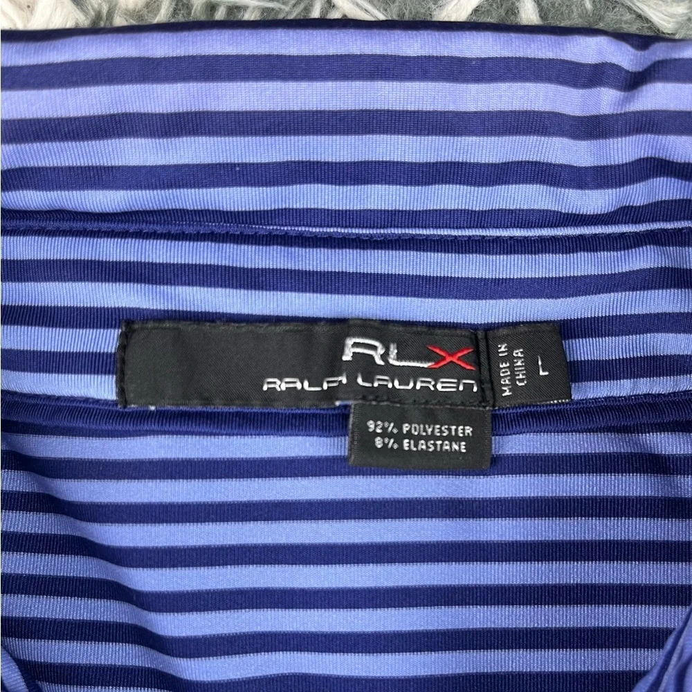 RLX Ralph Lauren Men's Casual Striped Golf Polo Shirt Blue Size Large - Picture 4 of 12